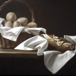 Pain et oeufs - huile sur toile