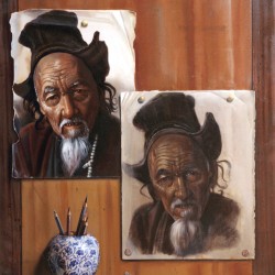 Le vieux Chinois : 61 x 50 cm