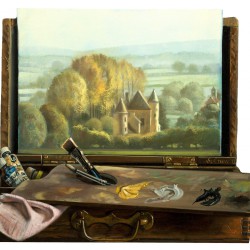 Le château d'Anizy - huile sur bois, 46 x 42 cm