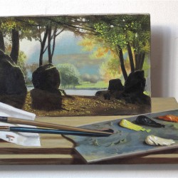 Au Châtelet - huile sur bois