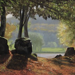 L'étang du Châtelet - huile sur panneau, 24 x 16 cm
