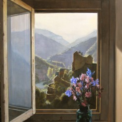Fenêtre sur les gorges du Tarn - huile sur toile - 65 x 54 cm