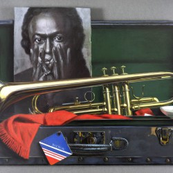 Miles Davis - huile sur bois - 63 x 56 cm