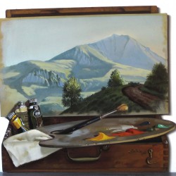 Montagne - huile sur bois
