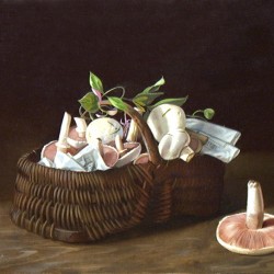 Le panier de rosés des prés - huile sur toile