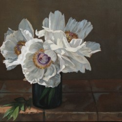 pivoines-arbustives - huile sur toile