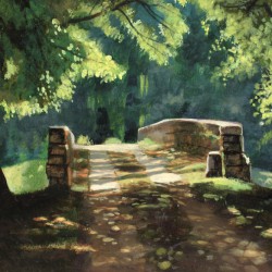 Le pont sur le canal - huile sur panneau, 22 x 16 cm