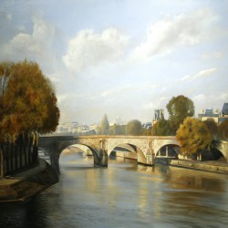 Le pont Marie - huile sur toile, 100 x 81 cm