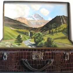 La valise - huile sur bois, 54 x 44 cm